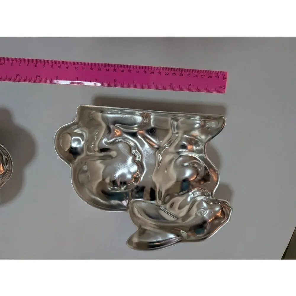 Vintage Aluminum 3D Bunny Rabbit Cake Pan Mold Easter Baking Set 2 Halves